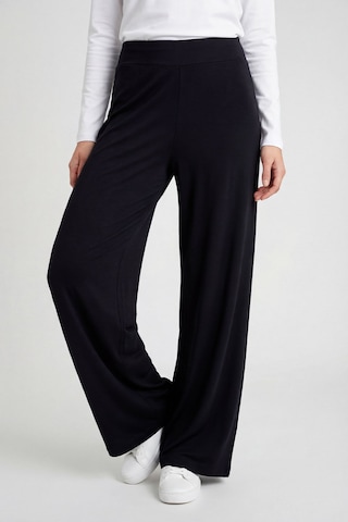 Siyah Comfort Fit Geniş Paça Korsajlı Palazzo Kadın Pantolon - 94681