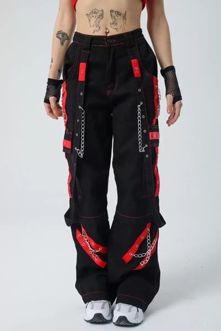Paradise Kırmızı Şerit Detaylı Baggy Cyber-pants Çok Renkli
