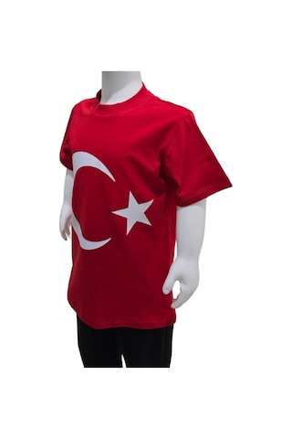 Kostüm Sarayı Ay Yıldız Baskılı Türk Bayraklı Tişört Kırmızı
