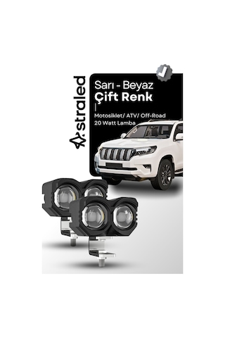 2 Adet Çift Renk Sarı Beyaz 60 Watt Motosiklet Atv Off Road Led Lamba Uyumlu