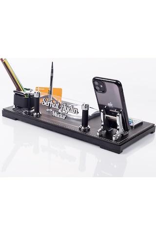 Babil Masa İsimliği Kabartma Yazı Deri Ofis Masaüstü İsimlik Seti