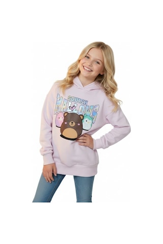 Squish Kapüşonlu Kız Çocuk Tunik Sweatshirt Pembe