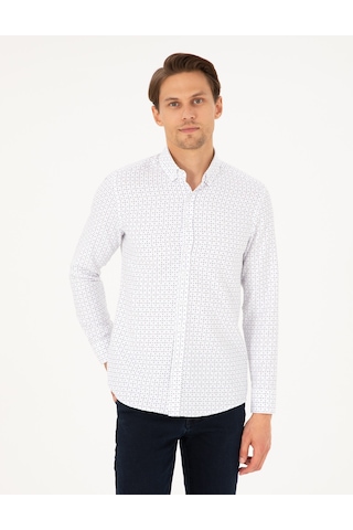 Pierre Cardin Erkek İndigo Gömlek Desenli 50292262-vr028 İndigo