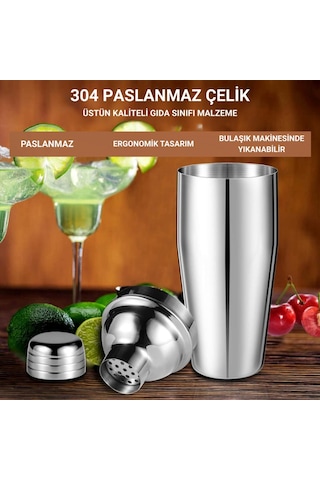 Polham 6 Parça 750ml Paslanmaz Çelik Kokteyl Shaker Seti Ev Ve Bar İçin İdeal, Sızdırmaz Kapaklı