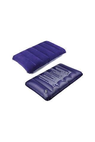 Fosenze Seyahat Ve Kamp İçin Pvc Floklu Yastık - Boyun Ve Lomber Desteğiyle Ofis Dinlenme, Piknik Kullanıma Uygun 46x30x9cm Hava Yastığı Mor