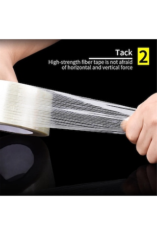 Honmex Güçlü Paketleme İçin Zırhlı Fiber Bandı - Şeritli, 50mmx50m, Transparan Taşıma Ve Paketleme Kaynağı