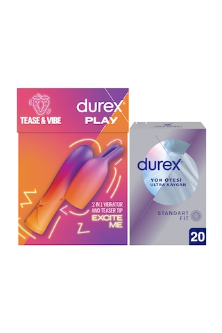 Durex Yok Ötesi Ultra Kaygan Prezervatif 20'li + 2'si 1 Arada Vibratör Ve Uyarıcı Başlık