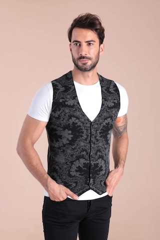 Ferraro Çift Renk Yün Triko Yelek - Siyah-Siyah