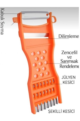 4 Lü Set Çok Amaçlı Sebze Rende & Spiral Doğrayıcı Julienne Soyacak Aparat Çok Renkli