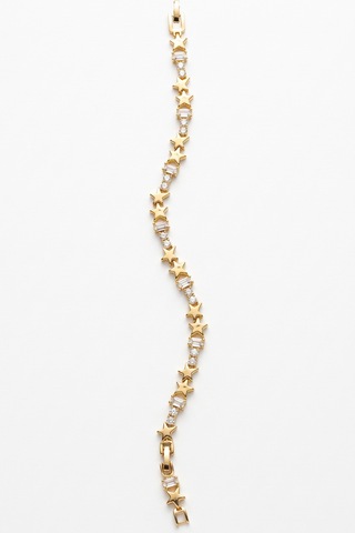 Gold Premimum Zirkon Taşlı Yıldızlı Çelik Bileklik 17cm + 3 Cm Uzatma