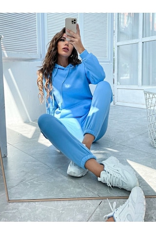 Bebe Mavisi Kadın Eşofman Takımı - Oversize Bebe Mavisi-245798