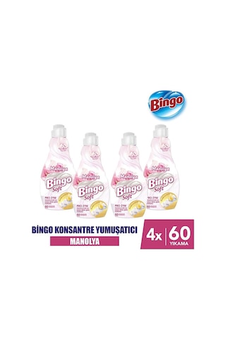 Bingo Soft Konsantre Çamaşır Yumuşatıcısı Manolya Bahçesi 4 x 1440 ML