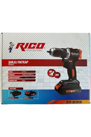 Rico 028-RE0016 20V Çift Akülü Şarjlı Darbeli Matkap