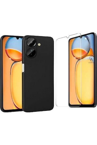 Xiaomi Poco C65 Uyumlu Kılıf Esnek Silikon Telefon Kılıfı Ve Temperli Cam Ekran Koruyucu