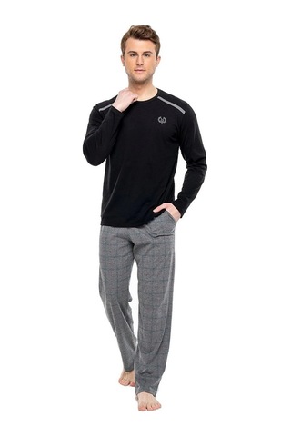 Mod Collection Pamuklu Sıfır Yaka Kareli Erkek Pijama Takım 001
