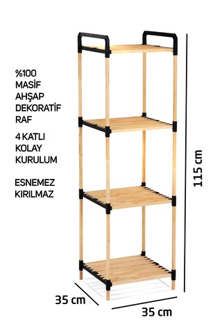Nr 03 4 Katlı Masif Ahşap Raf Ahşap