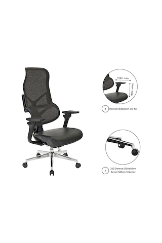 Casella Uno Döşemeli Yönetici Koltuğu Ofi S Koltuğu Ergonomik, Şık Ve Fonksiyonel Siyah - Suni Deri