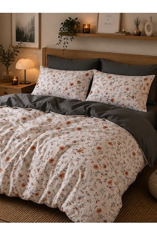 Mystory Home Lastikli Çarşaflı Çift Kişilik Nevresim Takımı Orange Turuncu