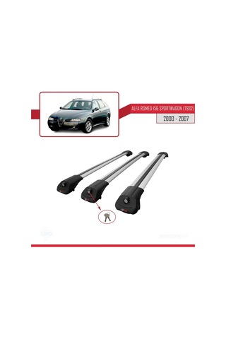 Alfa Romeo 156 Sportwagon T932 2000-2007 Arası İle Uyumlu Ace-1 Ara Atkı Tavan Barı Gri 3 Adet Bar