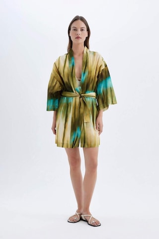 DeFacto Desenli Pamuklu Kimono-Fall in Love D0453AX24SMKH452 Haki