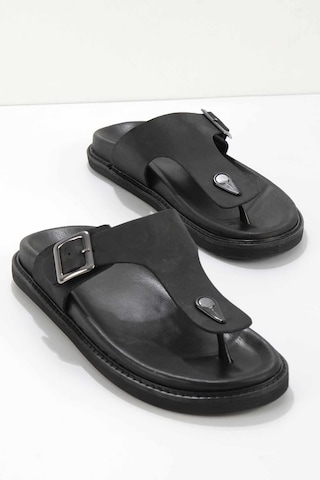 Siyah Leather Erkek Terlik E04801500003 Siyah