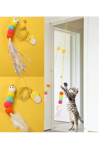 Bakgelal Kendinden Yapışkanlı Elastik Zıplayan Kedi Oyun Oltası Kapı Üstü Etkileşimli Oyuncak