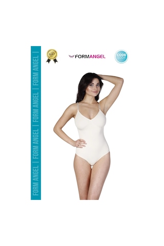 Form Angel Korse Lazer Kesim Seamless İz Göstermeyen Toparlayıcı Kaymayan Çıtçıtlı Slip Body Korse - 1 Adet Ten