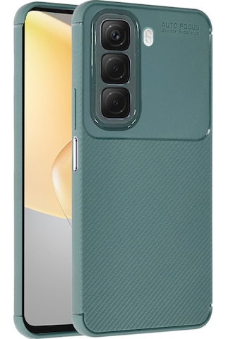 İnfinix Hot 50 Pro Plus 4g Kılıf Karbon Silikon Case Kapak Koyu Yeşil