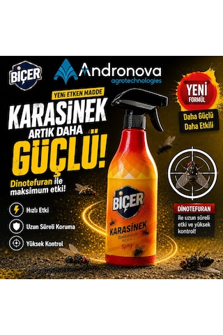 Dinotefuran Yeni Etkenli Biçer Karasinek Yeni Ambalaj 500 Ml Sprey 24 Adetli Bir Koli Sinek Ilacı Yeni Ürün