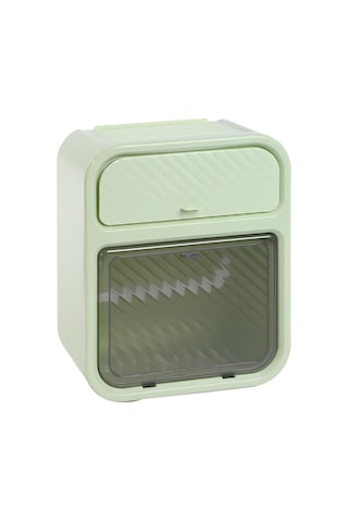 Aksesuarcı Kompakt Tasarım Banyo Tuvalet Kağıdı Saklama Kutusu, Delik Delmeden Kolay Montaj Yeşil 16.5 x 12.2 x 11.2 CM