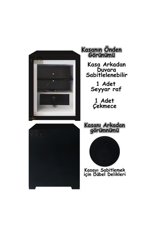 U.S.F Ev ve Ofis Tipi Çelik Çift Anahtarlı Para Kasası 55 CM 40 KG - Gri