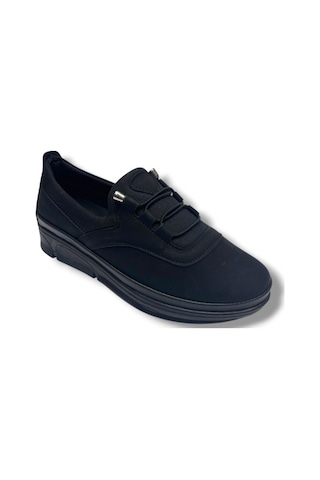 Mehtap 1150-26 Yağlı Deri Anatomik Slip On Comfort Kadın Ayakkabı Siyah