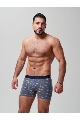 Mercan Erkek Boxer Şişe, Rota, Geyik Desenli 3'lü Paket - Rahat Kesim Çok Renkli