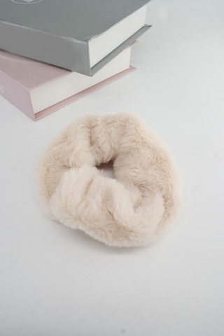 Bayan Peluş Lastik Toka-5103 Krem