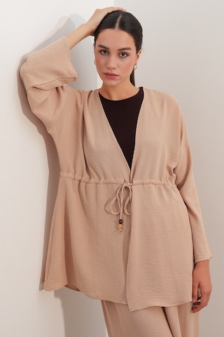 Bigdart Kadın Ayrobin Kimono Pantolon İkili Takım 30101 - Bej