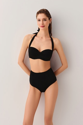 Suwen Yüksek Bel Pileli Bikini Alt Sbn26700012 Siyah