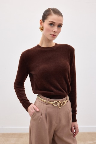 Sateen Sakallı Triko - Kahve-136614 Kahve