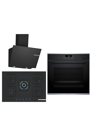 Bosch Black Deluxe HRG232EB3 - PNQ7B6P31O 3D Fry 75 CM Wok Bek - DWK66PJ60T 3 Lü Ankastre Set 610
