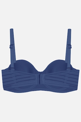 Kadın Dolgusuz Transparan Çizgili Toparlayıcı Straplez Sütyen İndigo