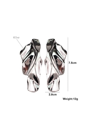 Moda Metal Demir Geometrik Saplama Küpe Düzensiz Metal Payet Küpe Gümüş