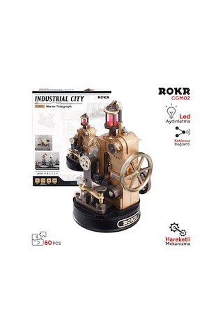 Rokr Cgm02 Morse Telegraph Dıy Mechanical 3d Puzzle Maket Model Seti 3d Model Kit Detaylı Dekoratif Hobi Seti Hareketli Ve Işıklı