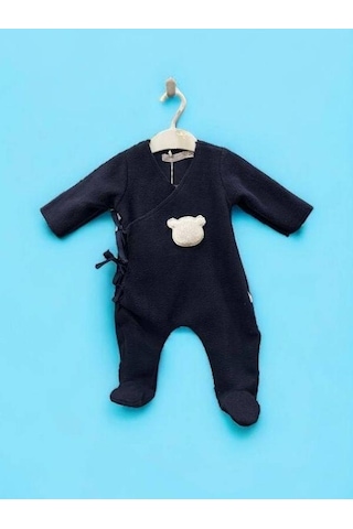 Kız Bebek Ayıcık Desenli Polar Kışlık Tulum-15267 Lacivert
