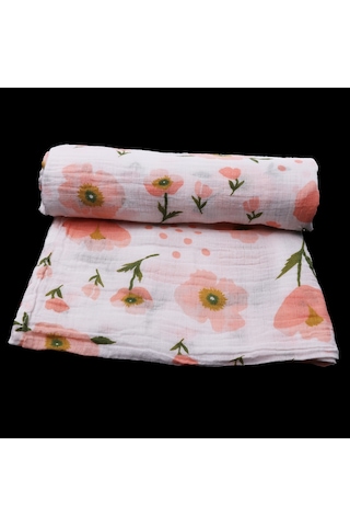 Dolıty Yumuşak Muslin Bebek Kundaklama Battaniye Çiçek Çiçek Çok Renkli