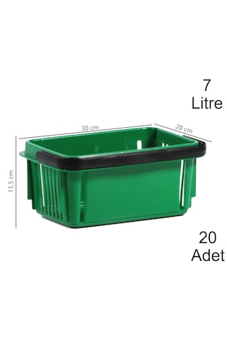 7 Litre Plastik Kozmetik Alışveriş El Sepeti Yeşil 20 Adet / En:20 Boy:30 Yükseklik:13,5 Cm Yeşil