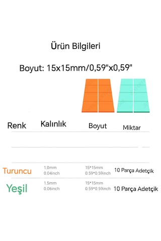 Global 20 Parça 2 Farklı Boyut Silikon Termal Ped Soğutucu