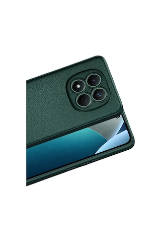 Xiaomi Redmi Note 15 Pro Plus 5g Uyumlu Deri Dokulu Yumuşak Silikon Telefon Kılıfı Kapak Koyu Yeşil