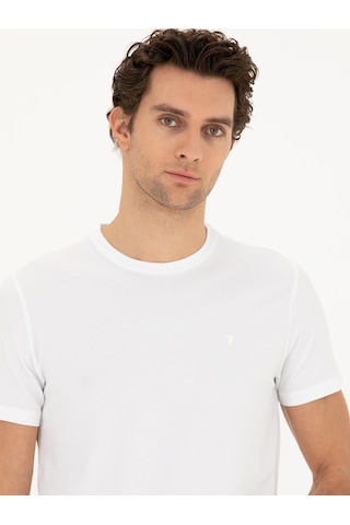 Beyaz Slim Fit Bisiklet Yaka T-shirt 15841036