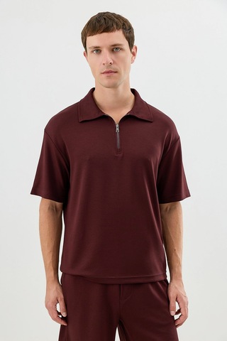 Antioch Polo Yaka Basic T-shirt Bordo