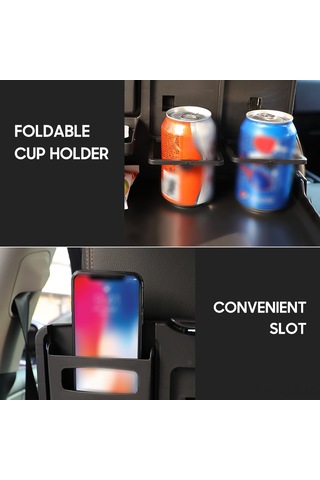 Singree Araç İçin Katlanabilir Büyük Boy Sırt Dayama Bardaklık - Siyah Plastik