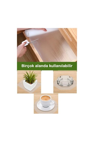 Mutfak Kaydırmaz Şeffaf Raflık Kaymaz Dolap Içi Çekmece Örtüsü Pvc 45x300 Cm Koruyucu Eva Kalın Çok Renkli
